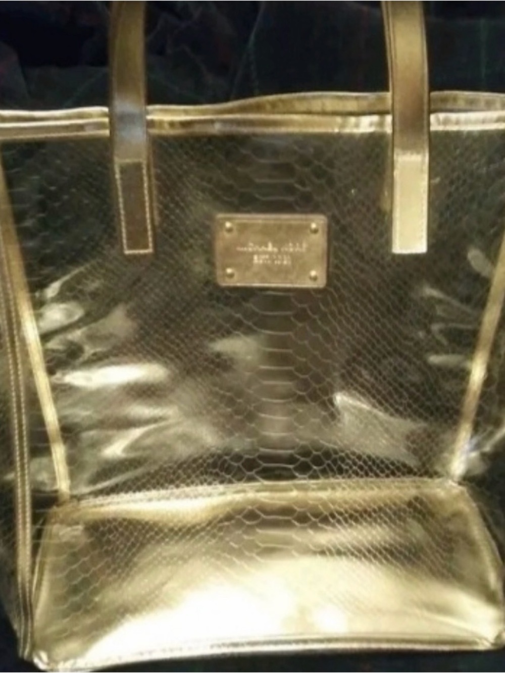 Michael Kors Metallic Gold Snake-Embossed Tote